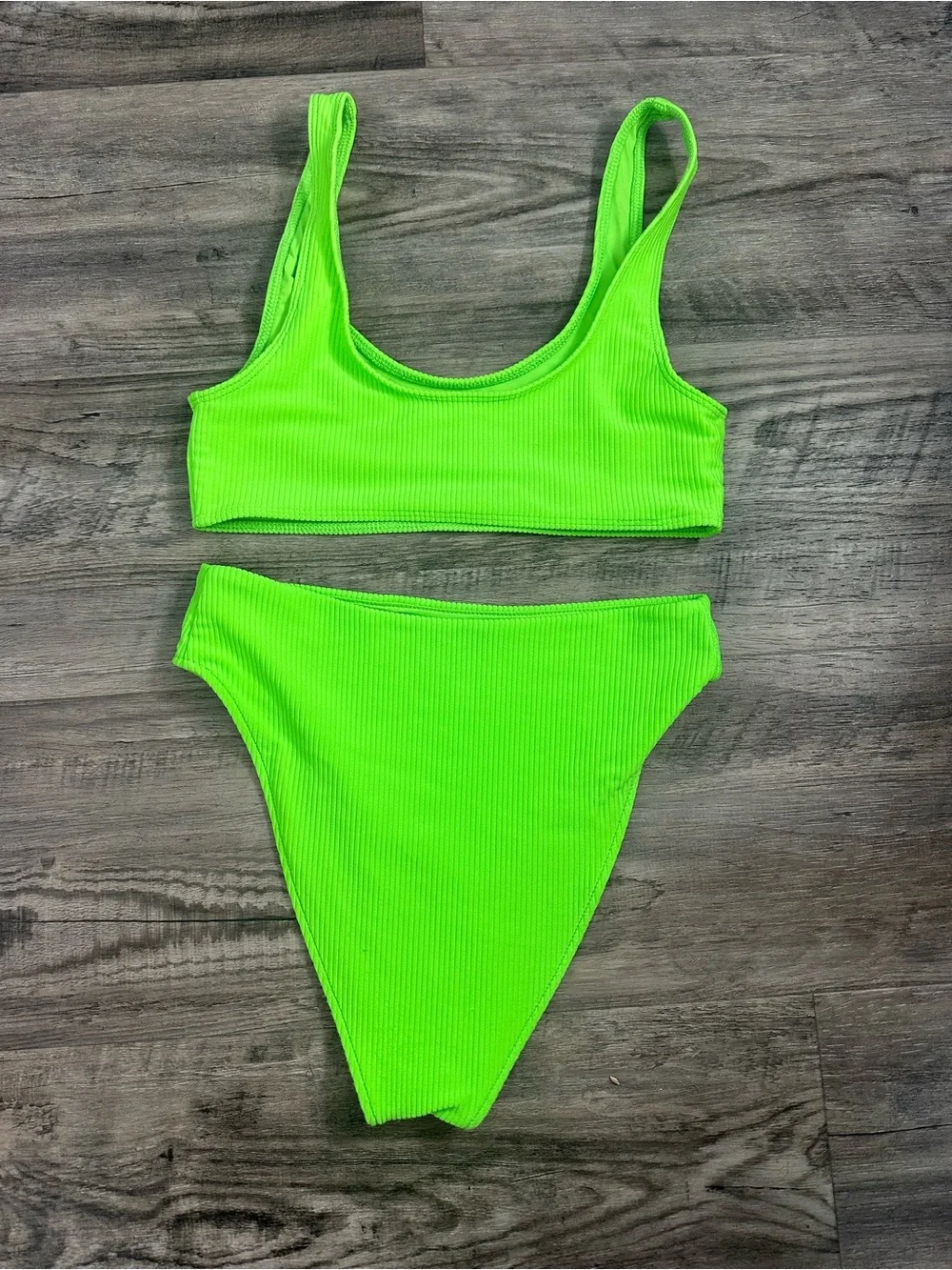 Frankie's Bikinis Neon Green Ribbed Two-Piece Bikini